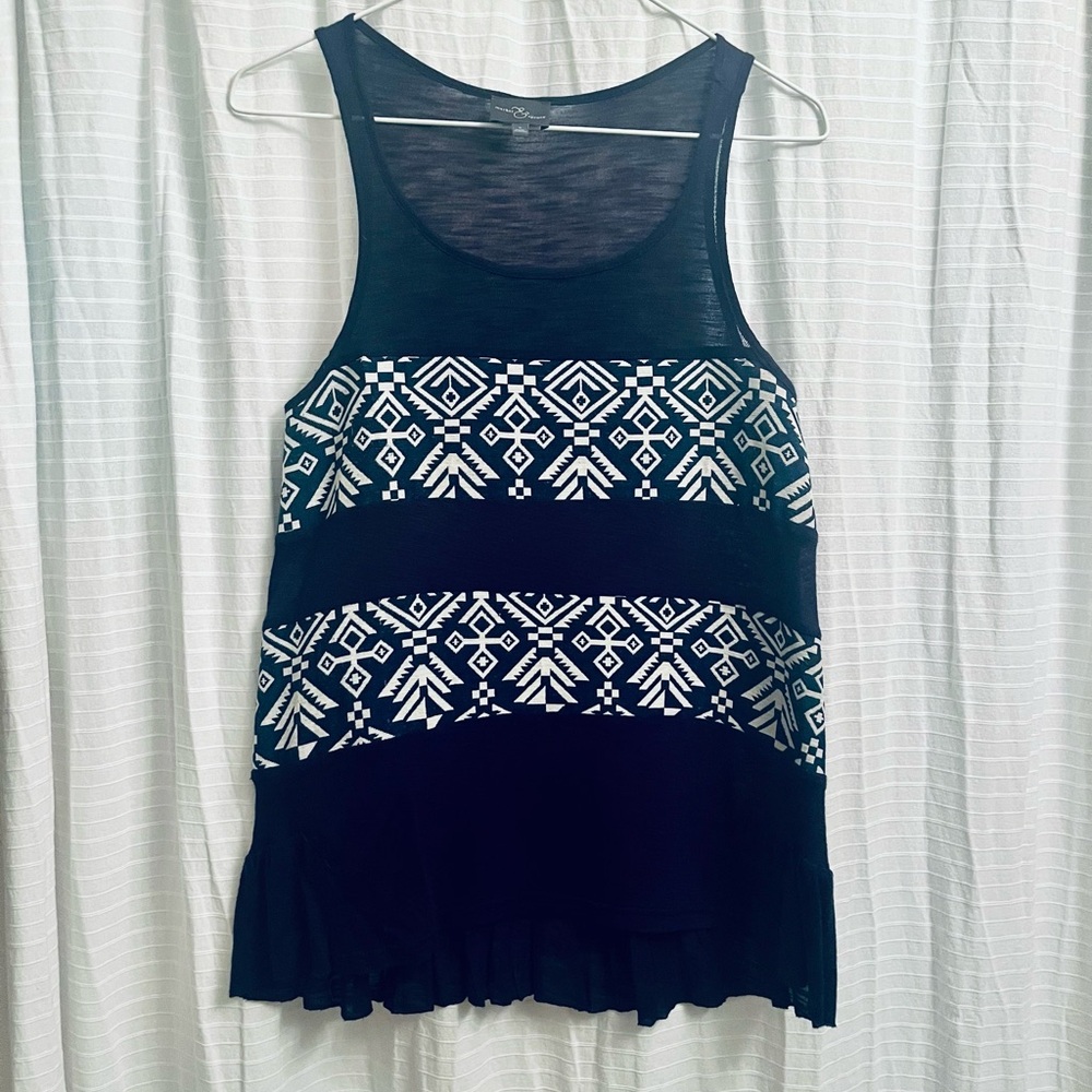 Patterned stripe tank with ruffle bottom